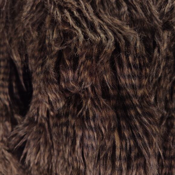 Bebe Brown Faux Fur Crop Jacket Size M Party Coat Feather Look 3/4 Sleeve - Picture 8 of 13